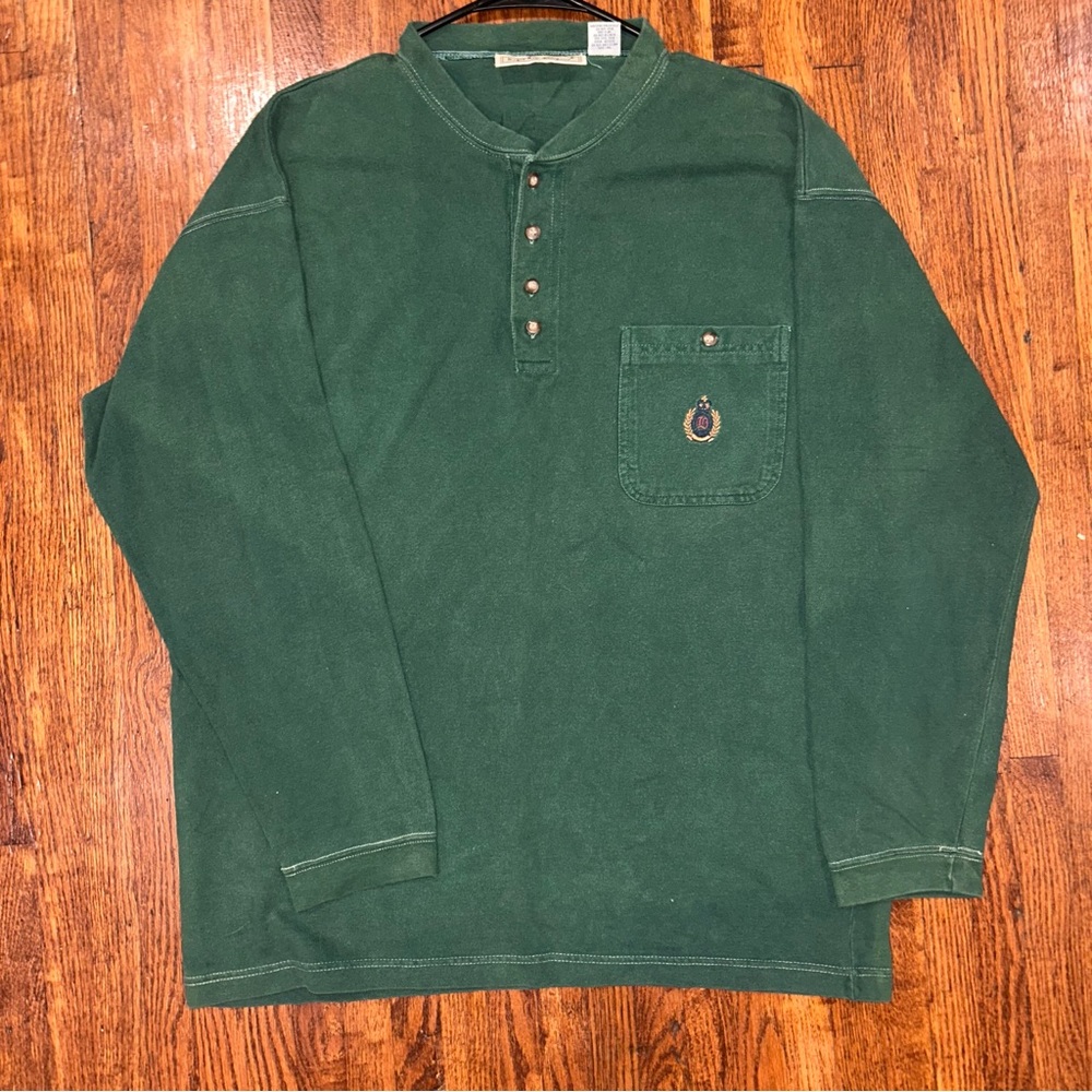 Bugle Boy Forest Green Men's Long Sleeve Henley